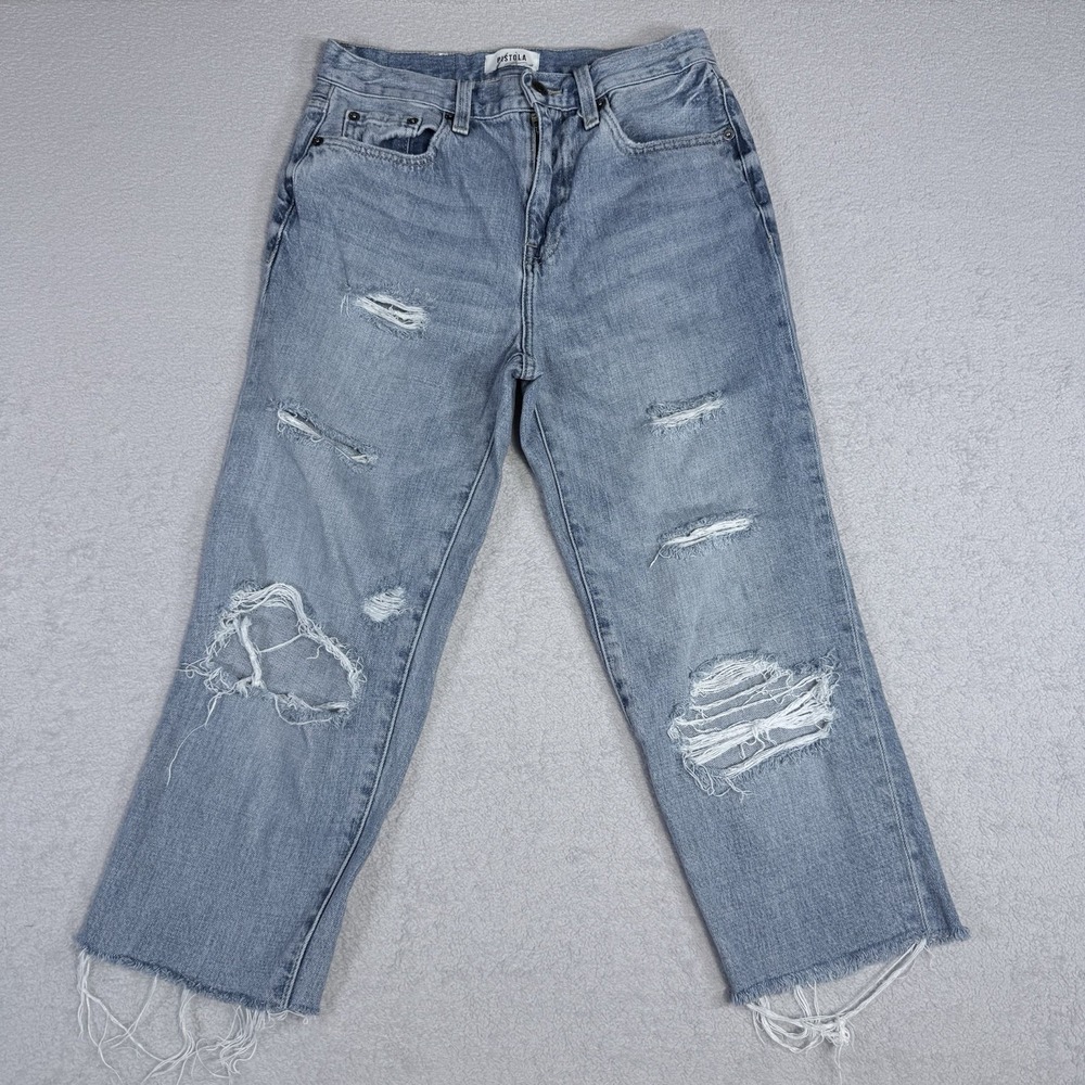 Pistola Monroe High-Rise Crop Jeans Size 25 Cigarette Stretch Medium Wash Preppy